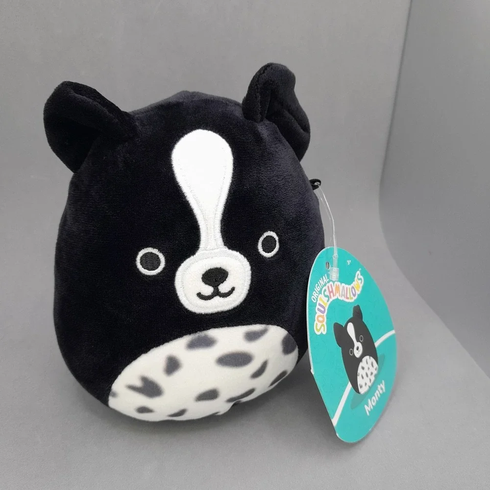 Squishmallows 5 Inch Monty the Boston Terrier Dog Black White Spotted Plush NWT